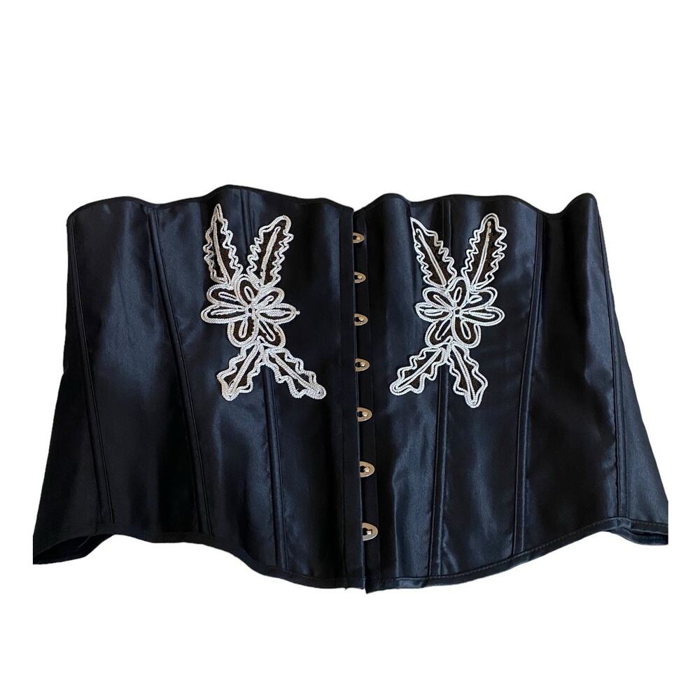 Adore Me Bustier Women's 3X Black White Poly Spandex Blend Bling Applique ￼